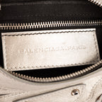 Bolso de hombro/cruzado de piel de becerro plateada