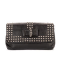 Bolso de Hombro Sweet Charity Clutch Óptico Negro con Lazos Tachonados