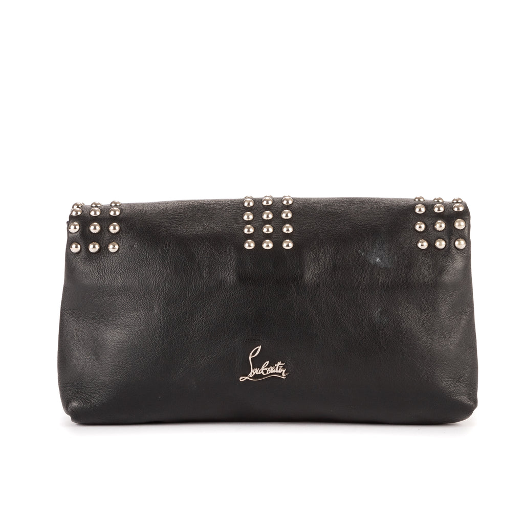 Bolso de Hombro Sweet Charity Clutch Óptico Negro con Lazos Tachonados