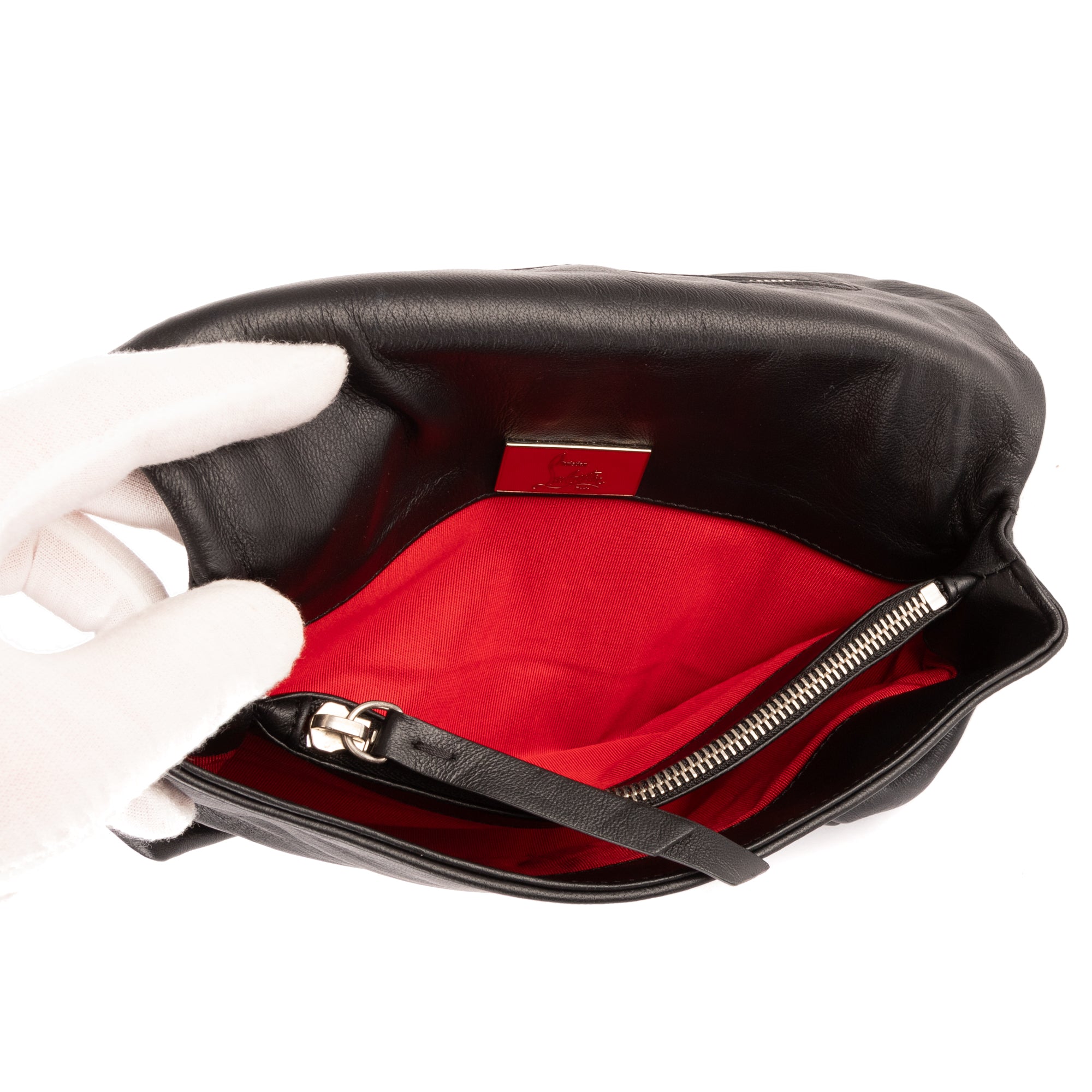 Bolso de Hombro Sweet Charity Clutch Óptico Negro con Lazos Tachonados