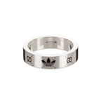 Anillo Anillo Colaboración Adidas Plata Logo Adidas Banda Ancha Plata Esterlina
