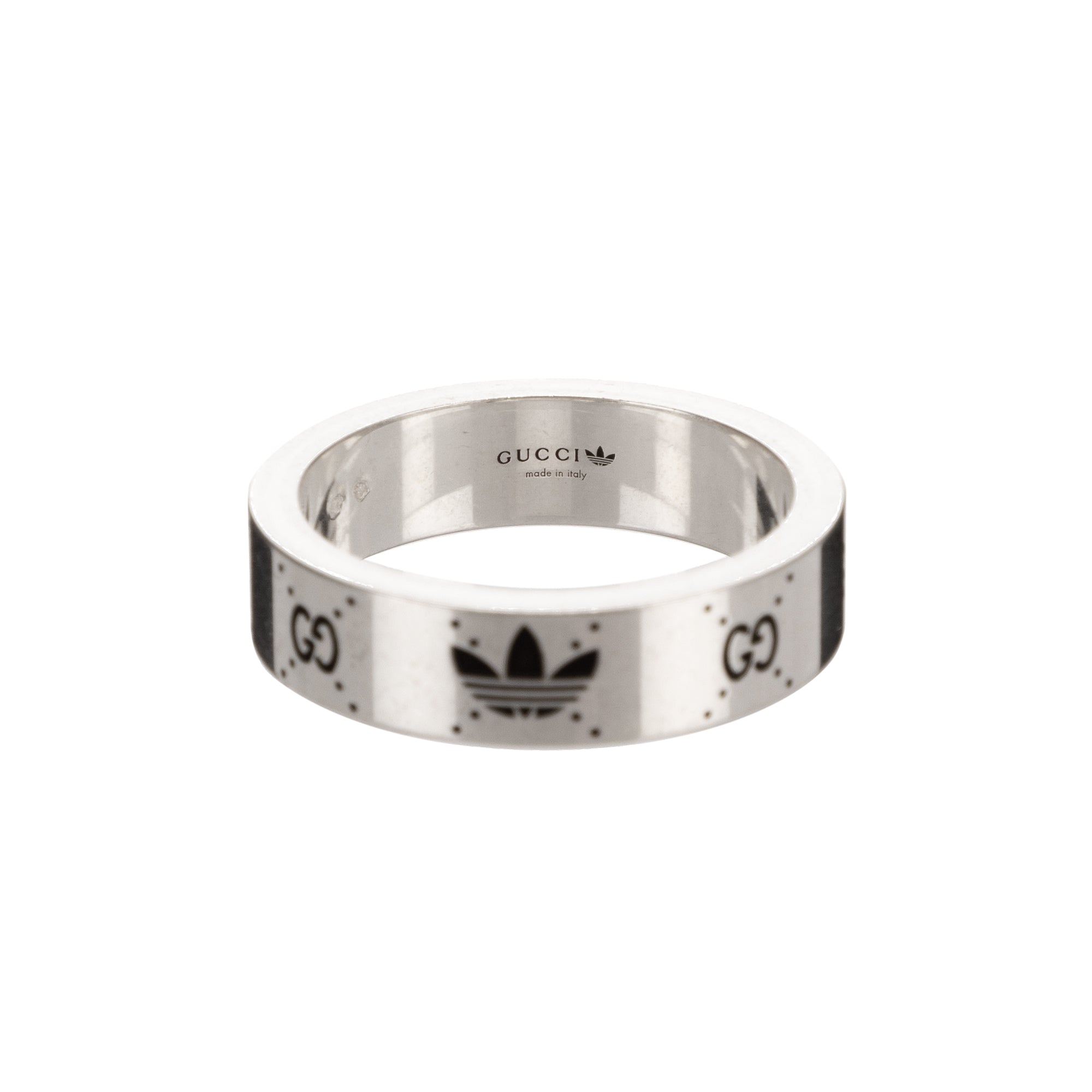 Anillo Anillo Colaboración Adidas Plata Logo Adidas Banda Ancha Plata Esterlina