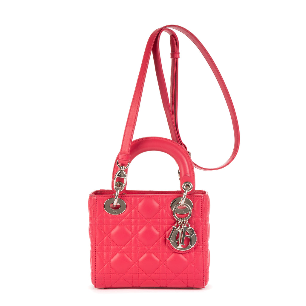 Bandolera Mini Lady Dior Mini Piel Cannage Rosa Fucsia