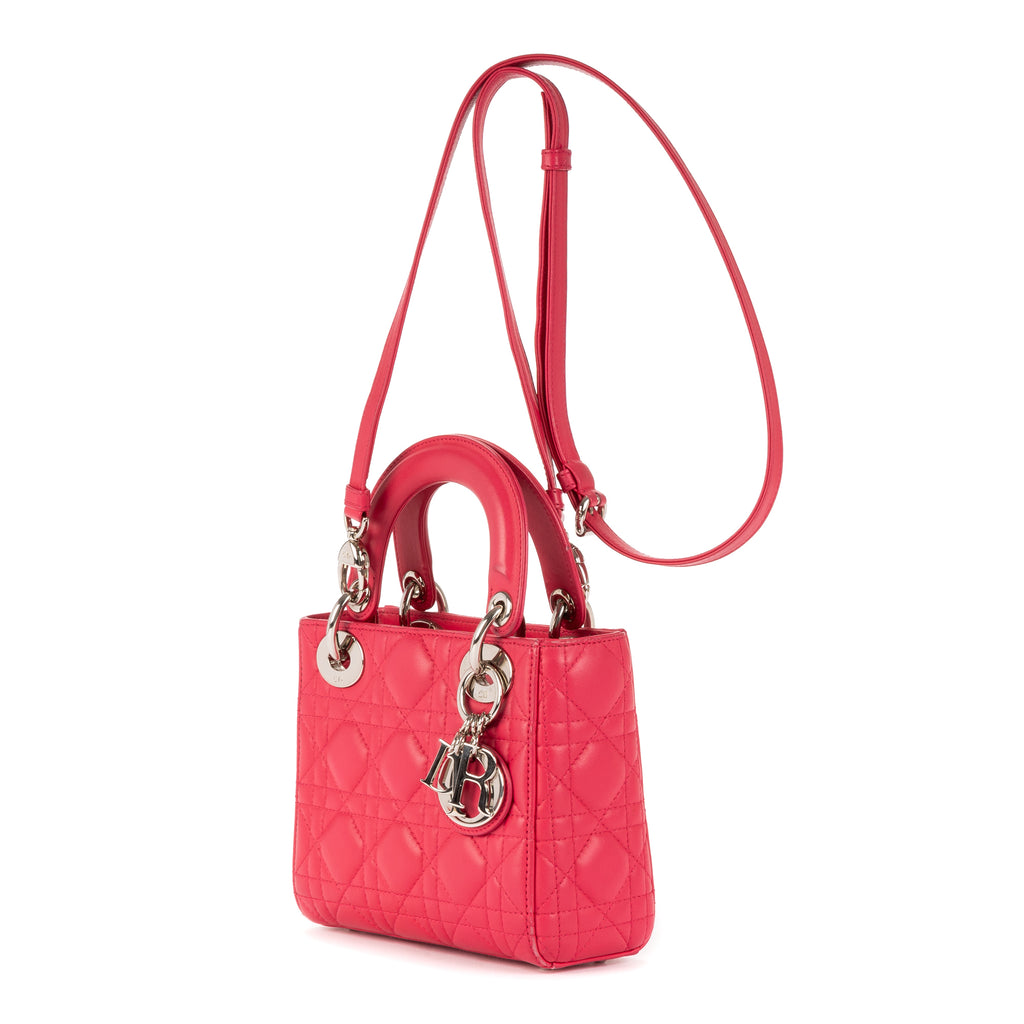 Bandolera Mini Lady Dior Mini Piel Cannage Rosa Fucsia