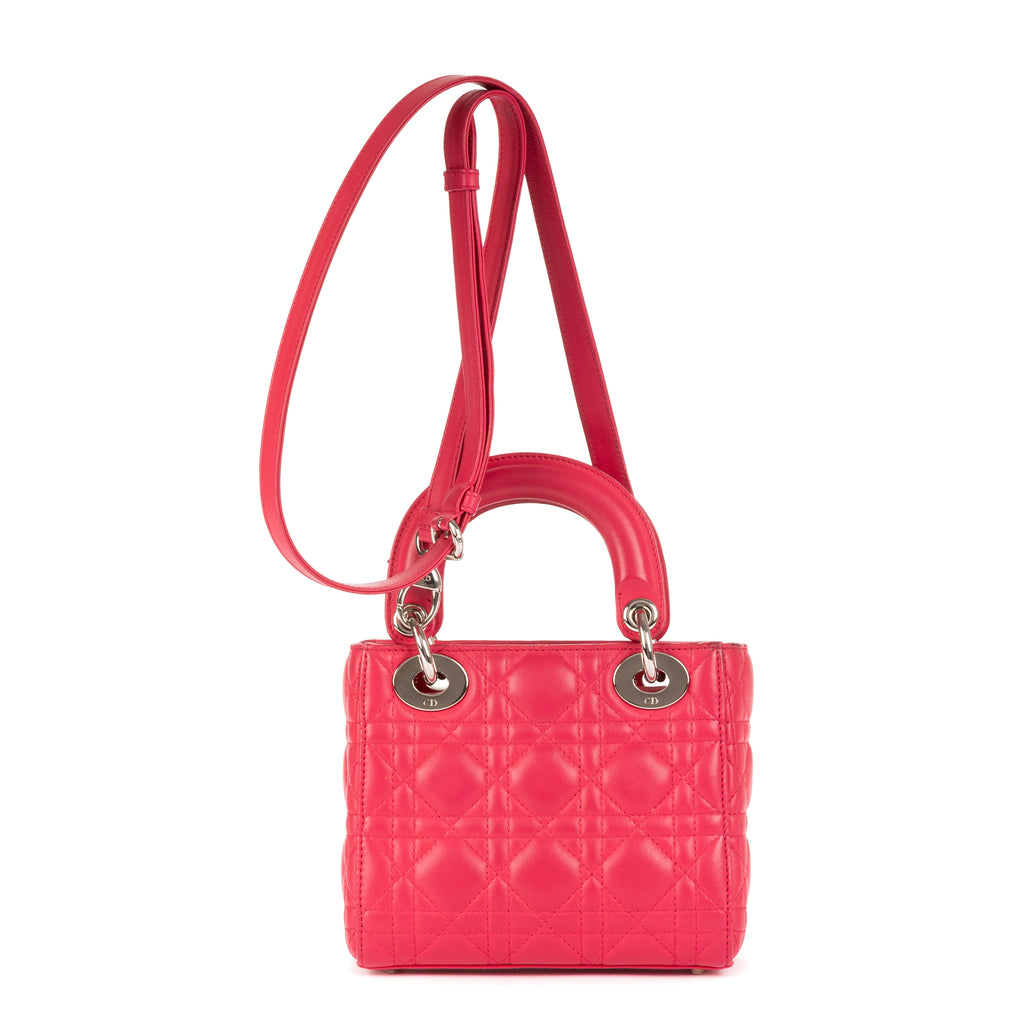 Bandolera Mini Lady Dior Mini Piel Cannage Rosa Fucsia