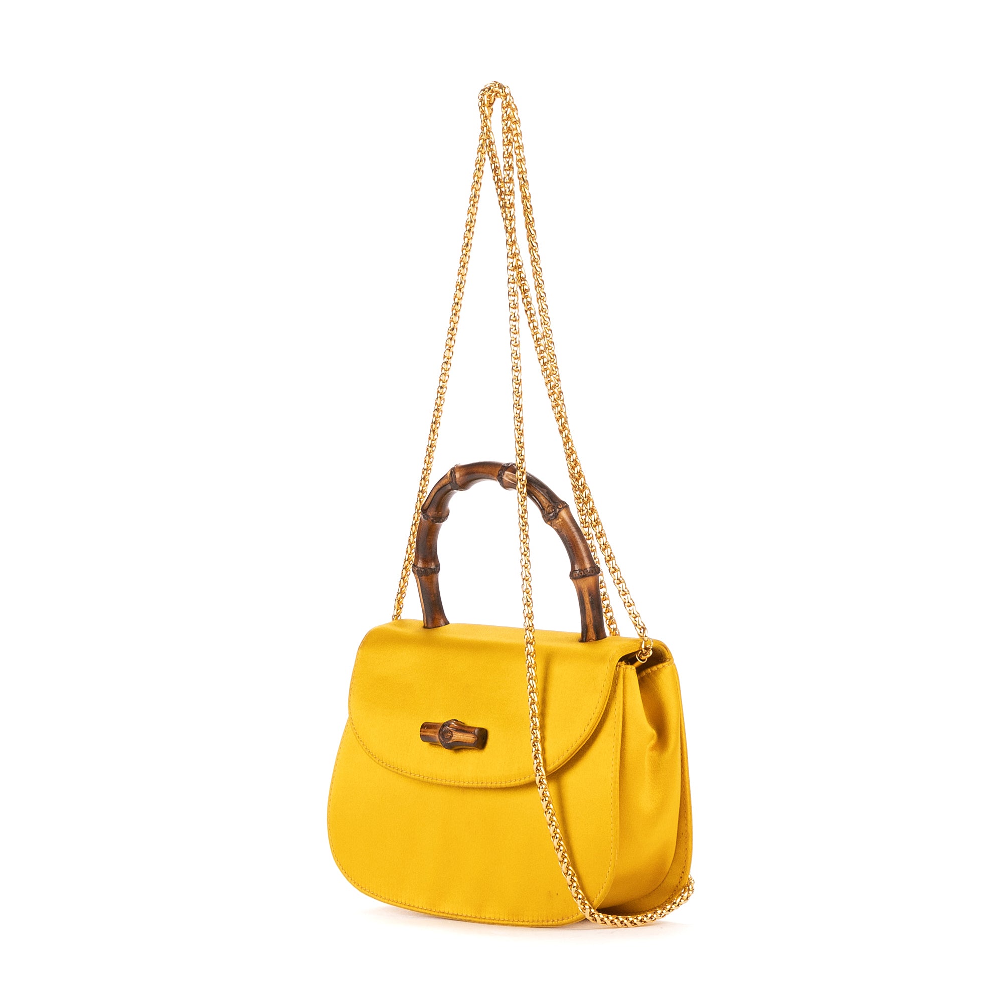 Shoulder Bag Night Evening Yellow Satin