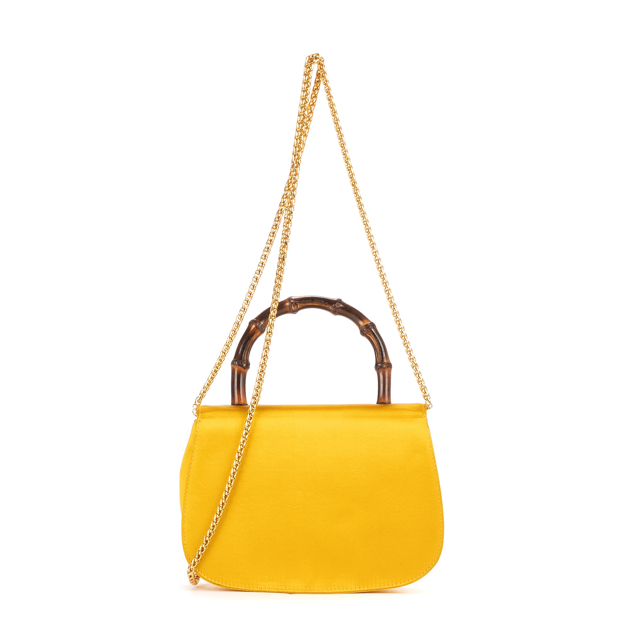 Shoulder Bag Night Evening Yellow Satin