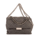 Sac bandoulière Beckett à rabat en daim gris