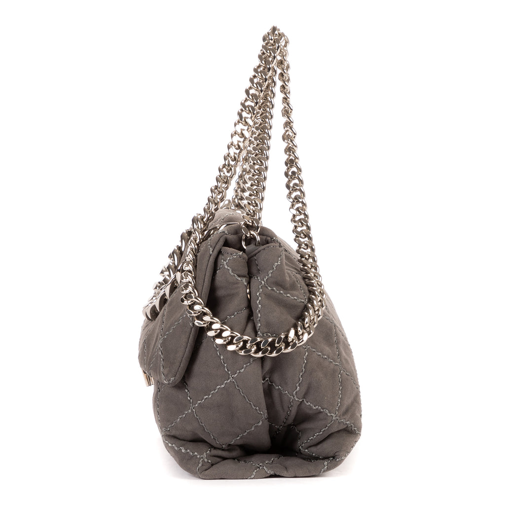 Sac bandoulière Beckett à rabat en daim gris