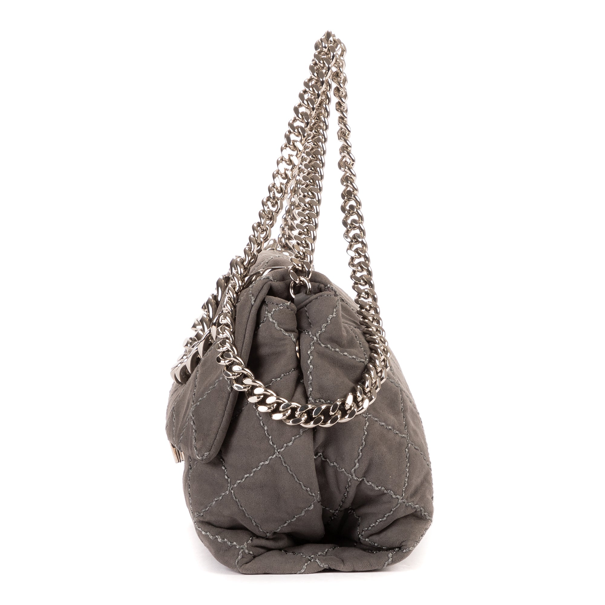 Sac bandoulière Beckett à rabat en daim gris