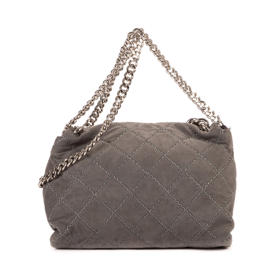 Sac bandoulière Beckett à rabat en daim gris
