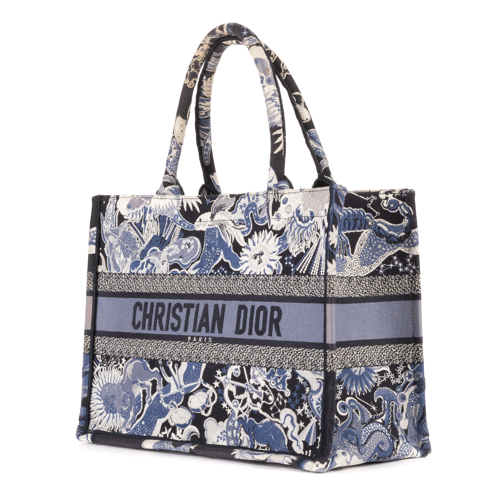 Handbag Rare Cabas Book Tote Medium Navy Blue Design Canvas