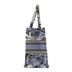 Handbag Rare Cabas Book Tote Medium Navy Blue Design Canvas
