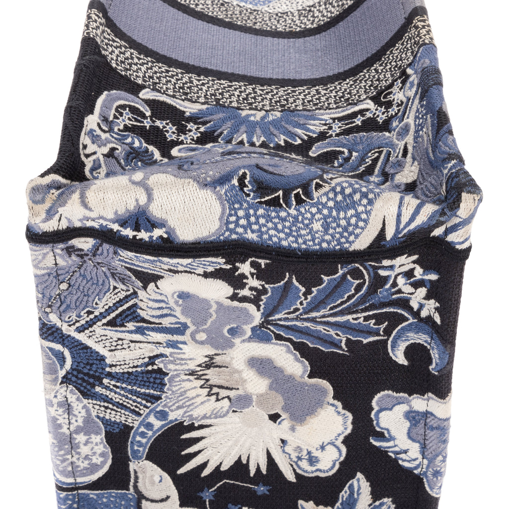Handbag Rare Cabas Book Tote Medium Navy Blue Design Canvas