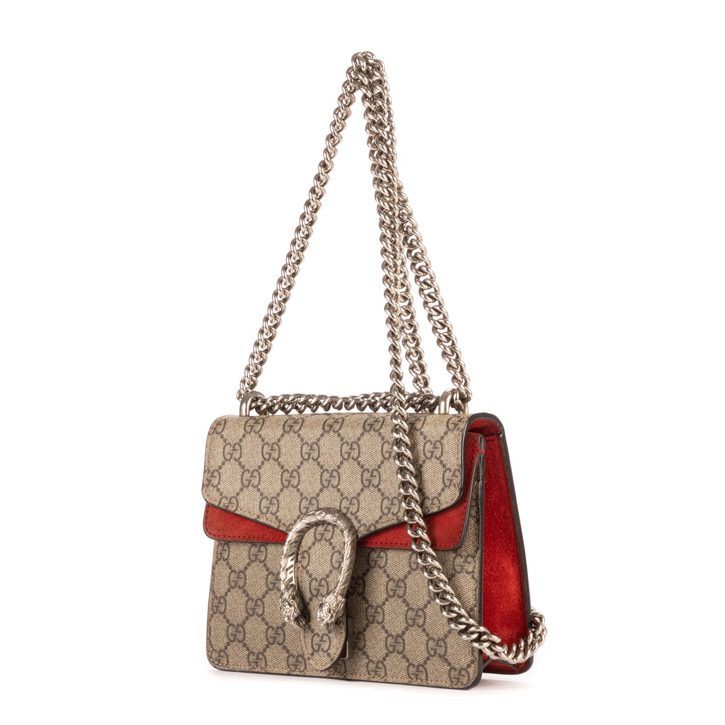 Bolso de Hombro Mini Dionysus Mini Lona Recubierta Beige/Piel de Ante