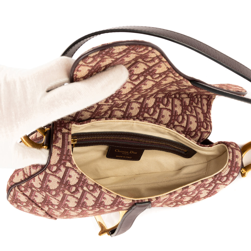 Sac bandoulière Saddle Oblique toile Diorissimo Oblique bordeaux
