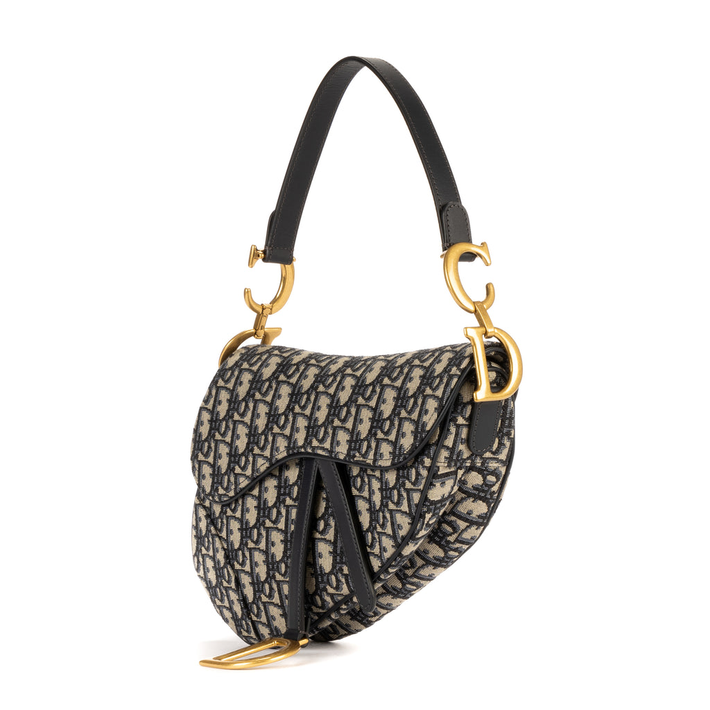 Shoulder Bag Saddle Oblique Navy Blue Diorissimo Oblique Canvas