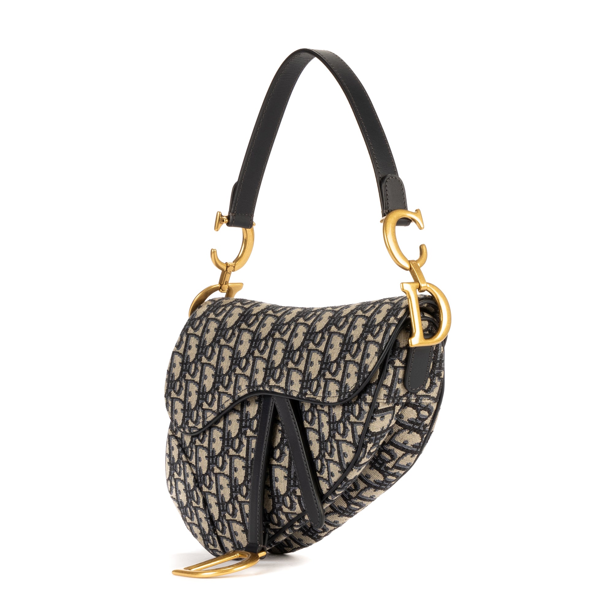 Shoulder Bag Saddle Oblique Navy Blue Diorissimo Oblique Canvas