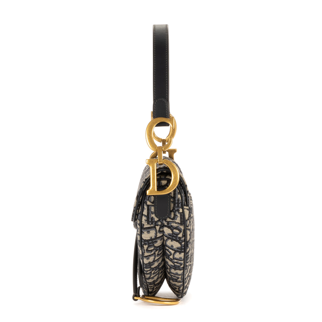 Shoulder Bag Saddle Oblique Navy Blue Diorissimo Oblique Canvas
