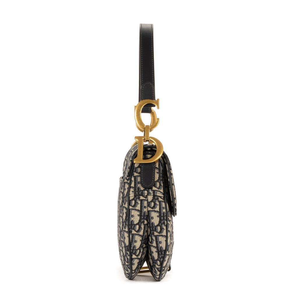 Shoulder Bag Saddle Oblique Navy Blue Diorissimo Oblique Canvas