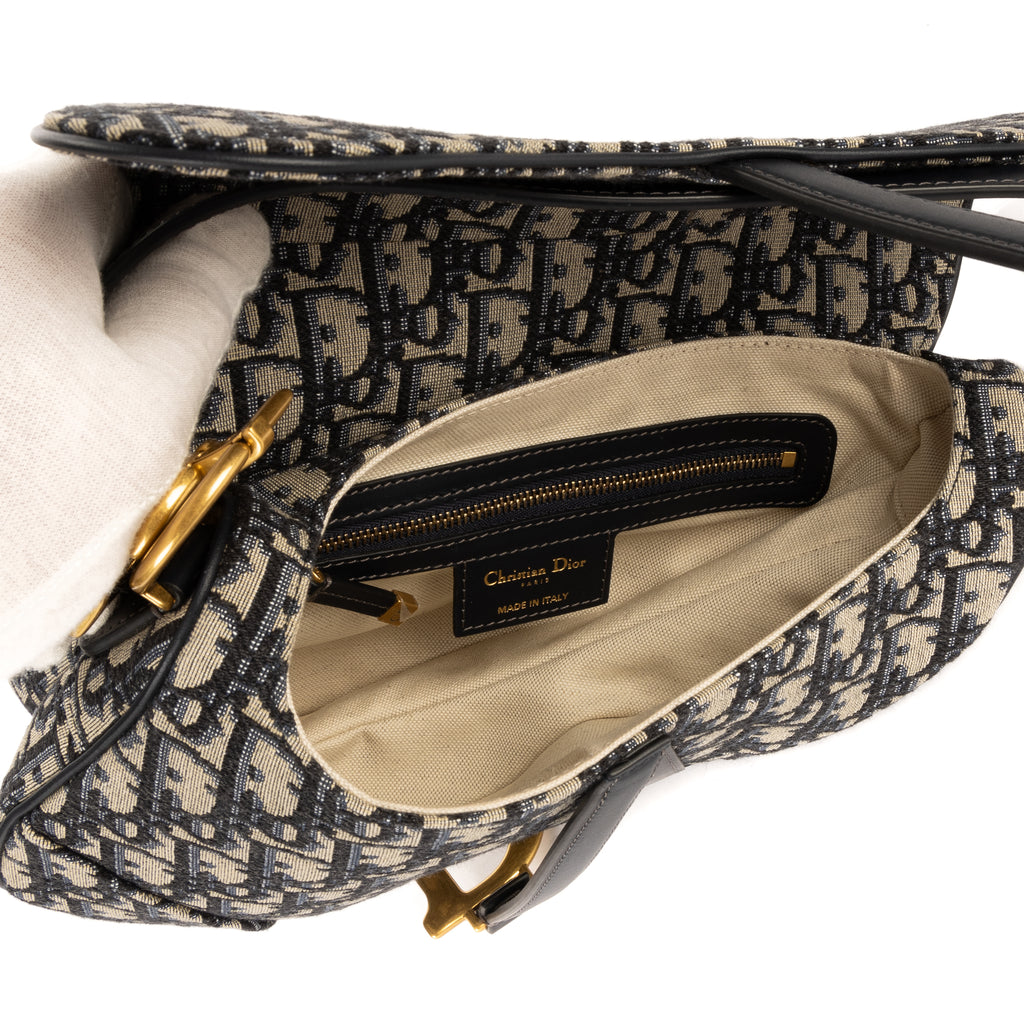 Shoulder Bag Saddle Oblique Navy Blue Diorissimo Oblique Canvas