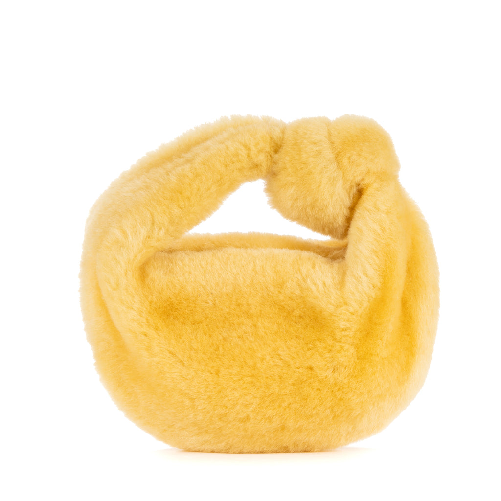 Handbag Mini Jodie Knot Hobo Yellow Shearling Wool