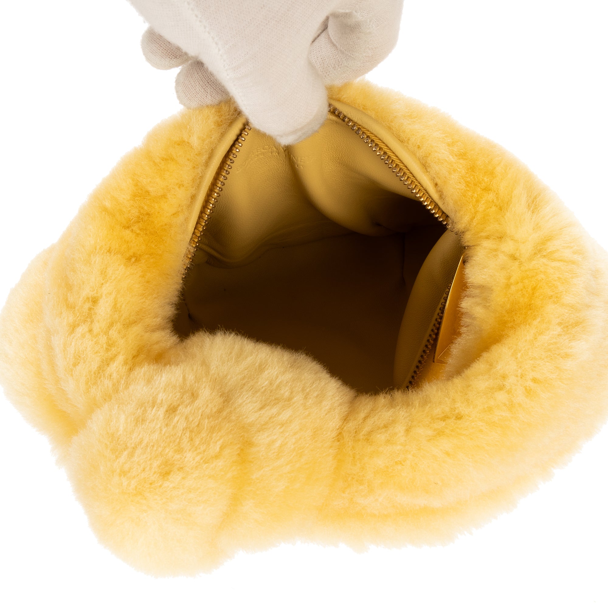 Handbag Mini Jodie Knot Hobo Yellow Shearling Wool
