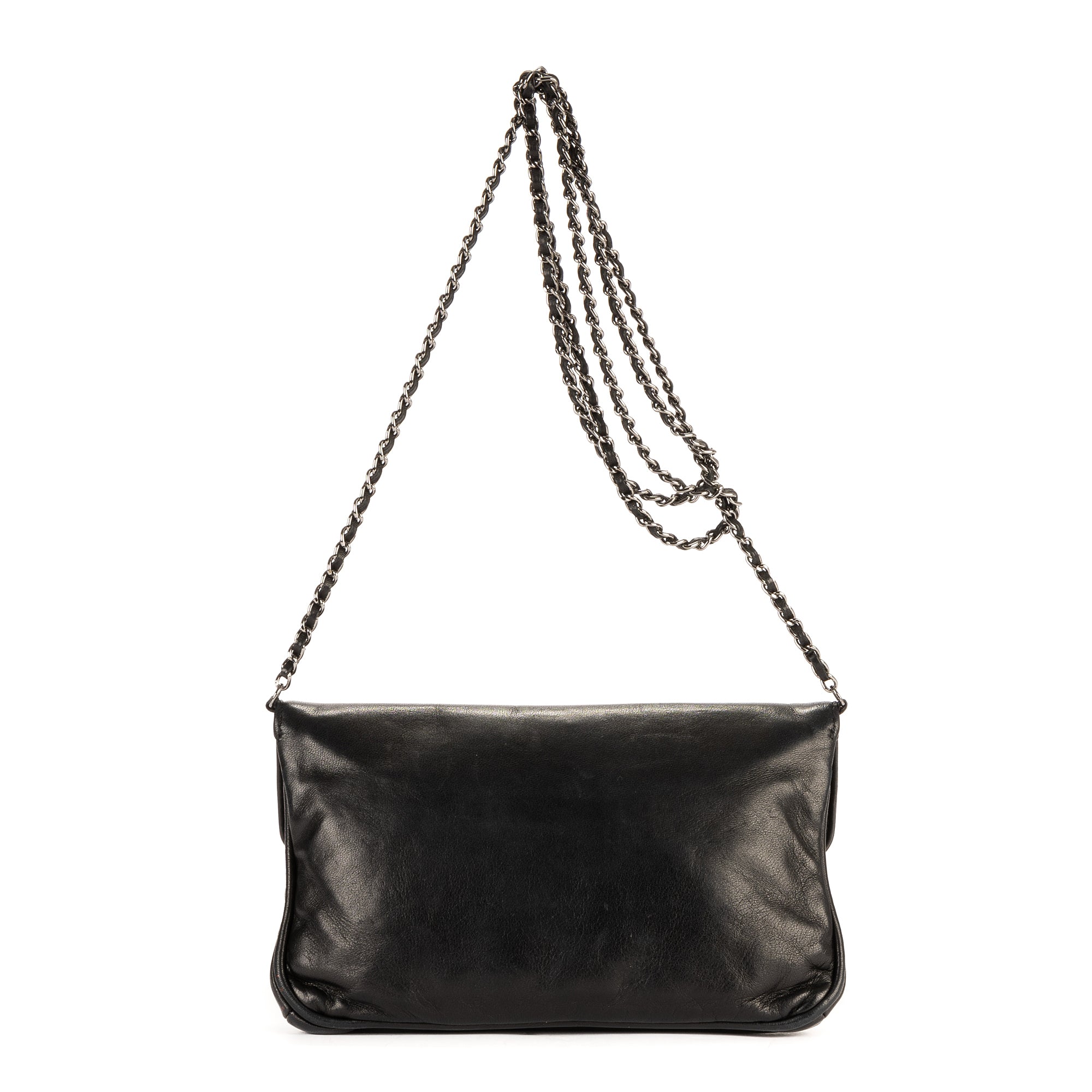 Shoulder Bag Giant Lock Reissue Mademoiselle Flap Black Soft Leather