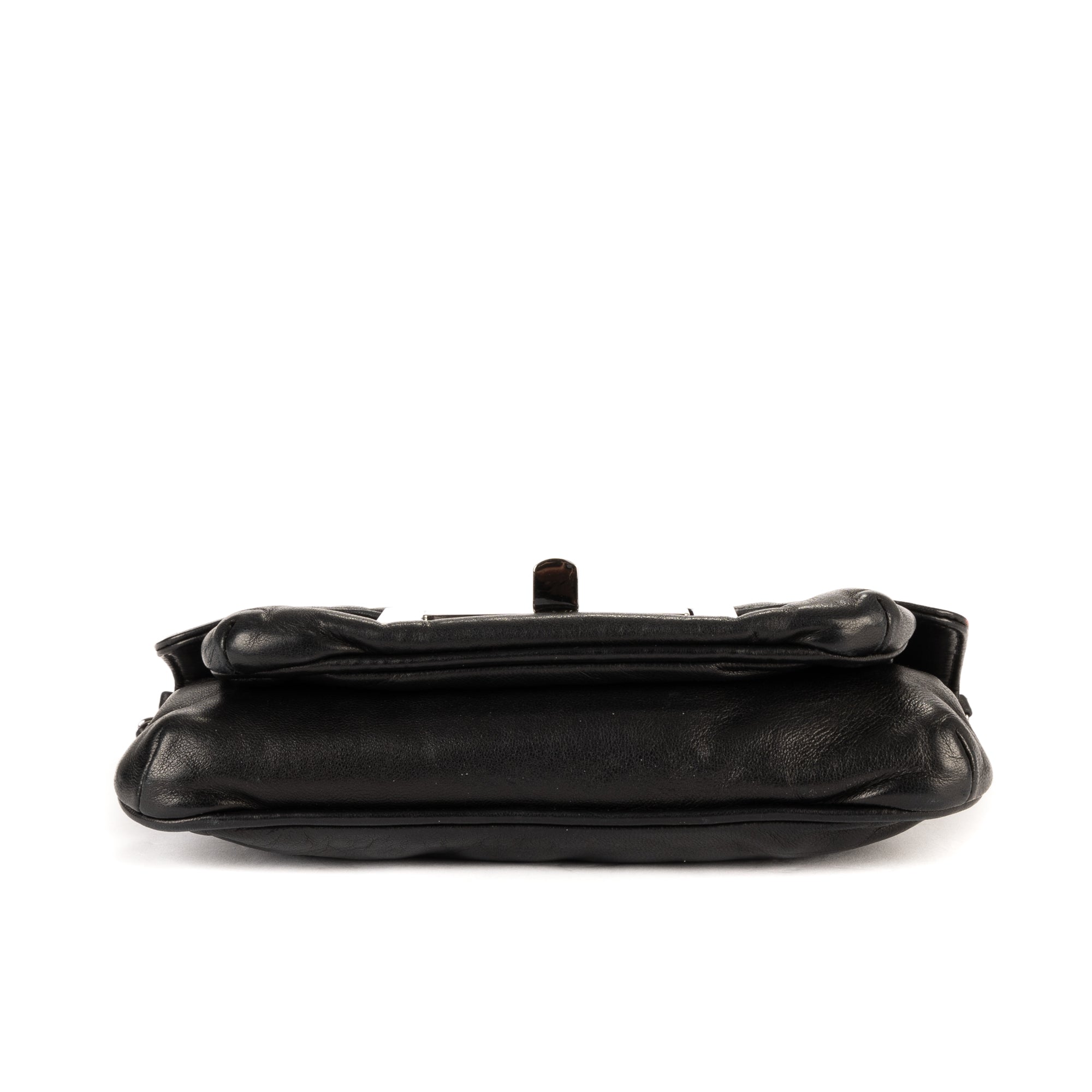 Bolso de hombro Giant Lock Reissue Mademoiselle Flap Piel suave negra