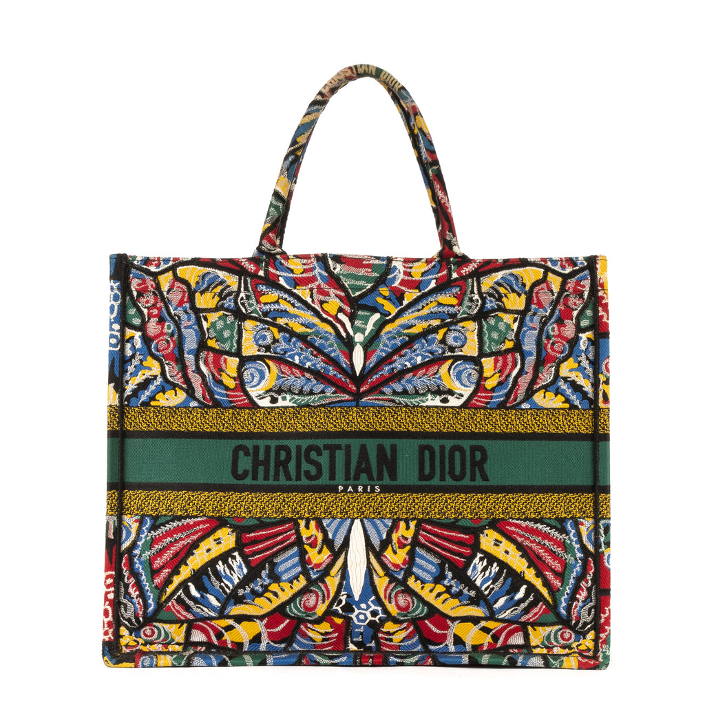 Bolso de hombro edición limitada de lona estampada con libro de mariposas en verde