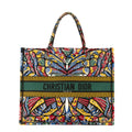 Bolso de hombro edición limitada de lona estampada con libro de mariposas en verde