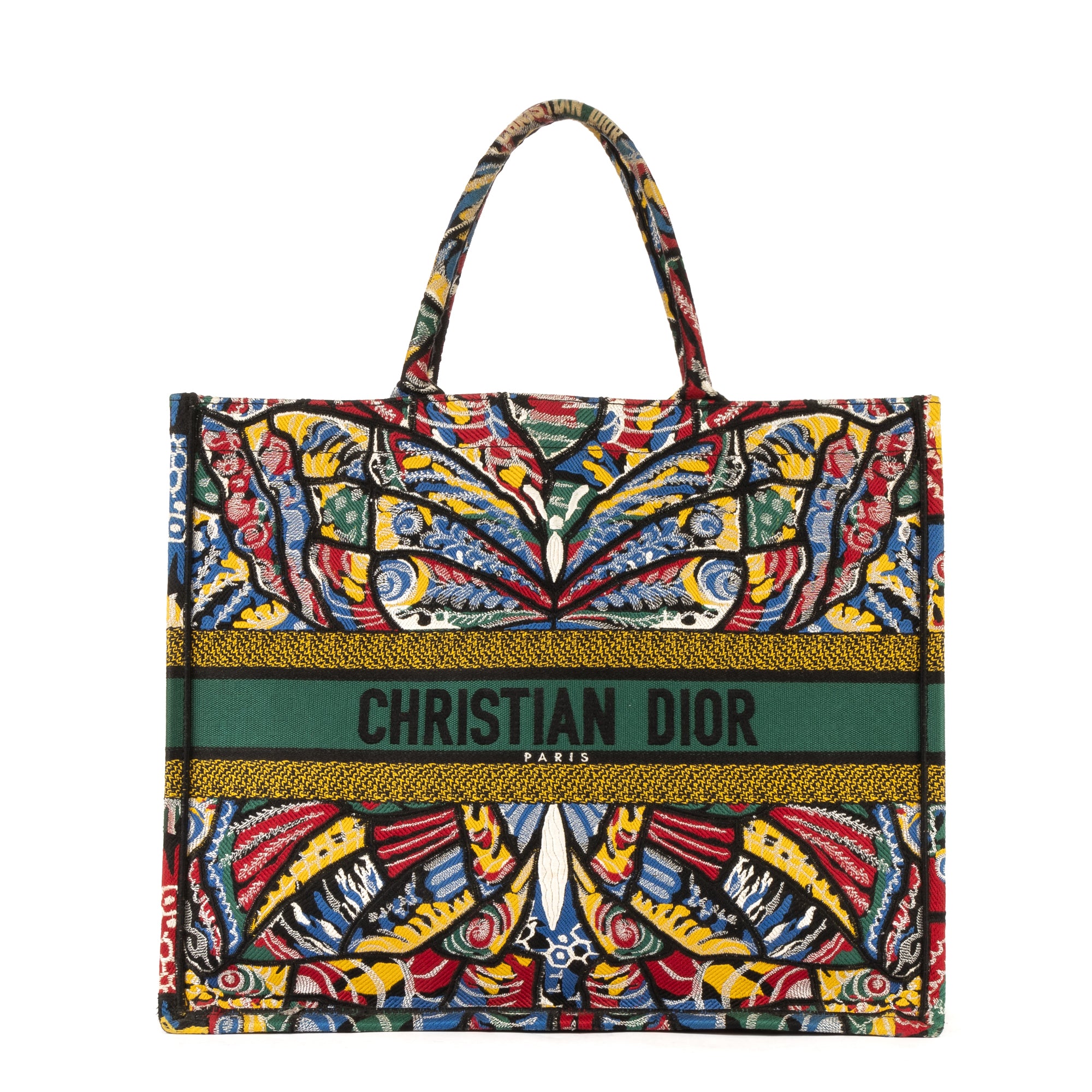 Shoulder Bag Ltd. Ed. Butterfly Book Tote Green Printed Canvas