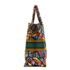 Bolso de hombro edición limitada de lona estampada con libro de mariposas en verde