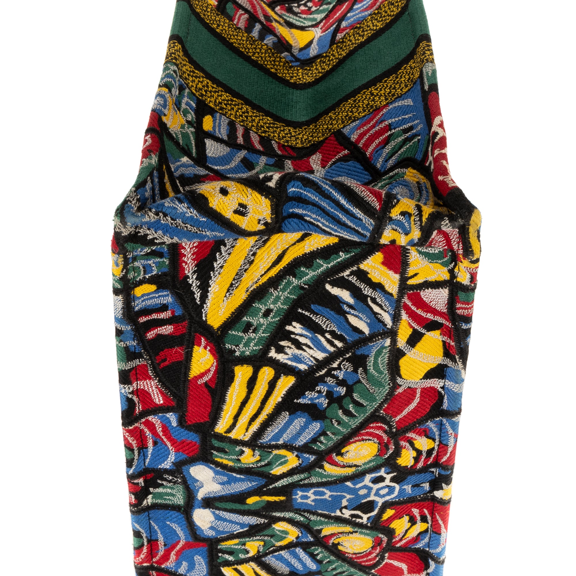 Bolso de hombro edición limitada de lona estampada con libro de mariposas en verde