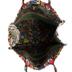 Bolso de hombro edición limitada de lona estampada con libro de mariposas en verde