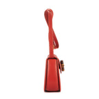 Bolso de Hombro Asa Superior de Bambú Piel Blanda Roja Granulada
