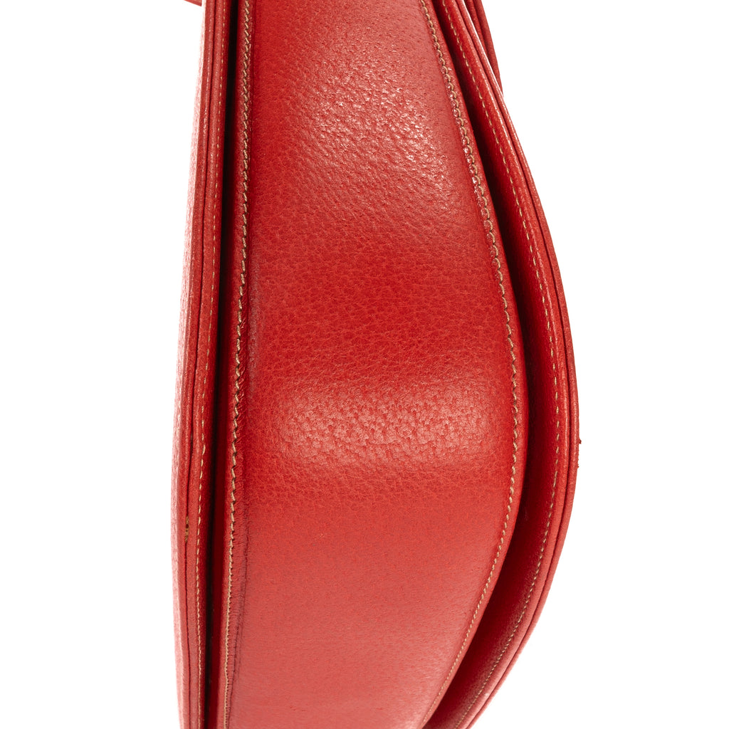 Bolso de Hombro Asa Superior de Bambú Piel Blanda Roja Granulada