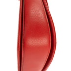 Bolso de Hombro Asa Superior de Bambú Piel Blanda Roja Granulada