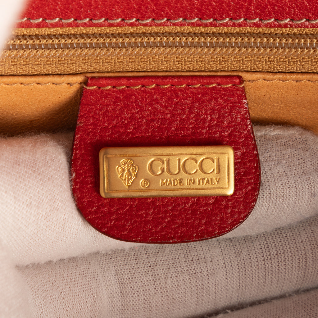Bolso de Hombro Asa Superior de Bambú Piel Blanda Roja Granulada