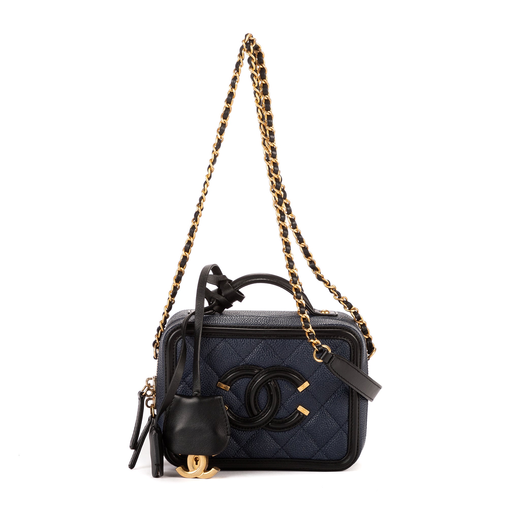 Shoulder Bag Ltd. Ed. Filigree Vanity Case Navy Caviar Leather