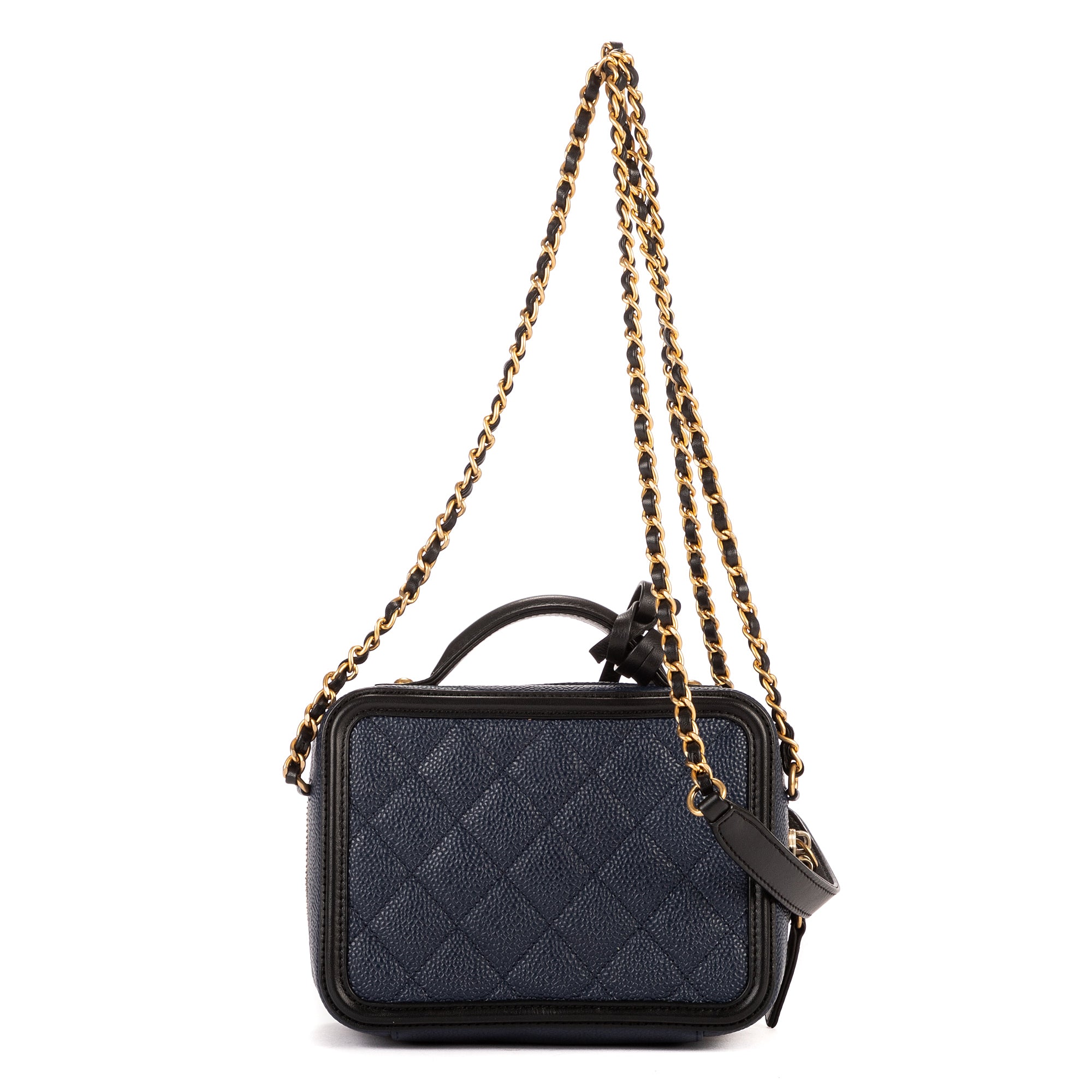 Shoulder Bag Ltd. Ed. Filigree Vanity Case Navy Caviar Leather