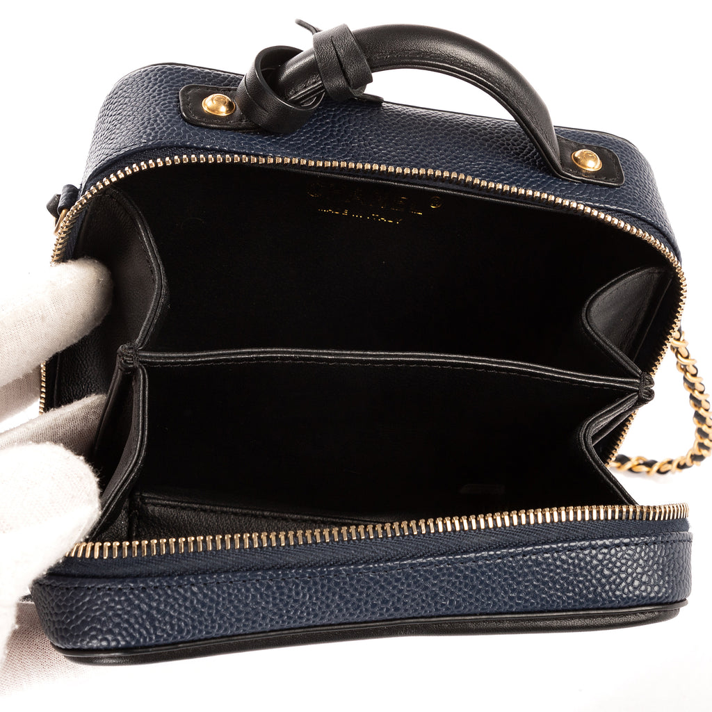 Shoulder Bag Ltd. Ed. Filigree Vanity Case Navy Caviar Leather