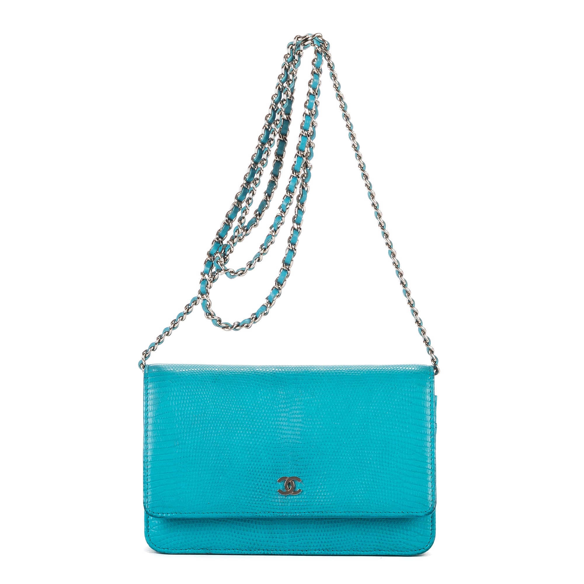 Shoulder Bag Timeless Wallet on Chain Blue Python Skin Leather