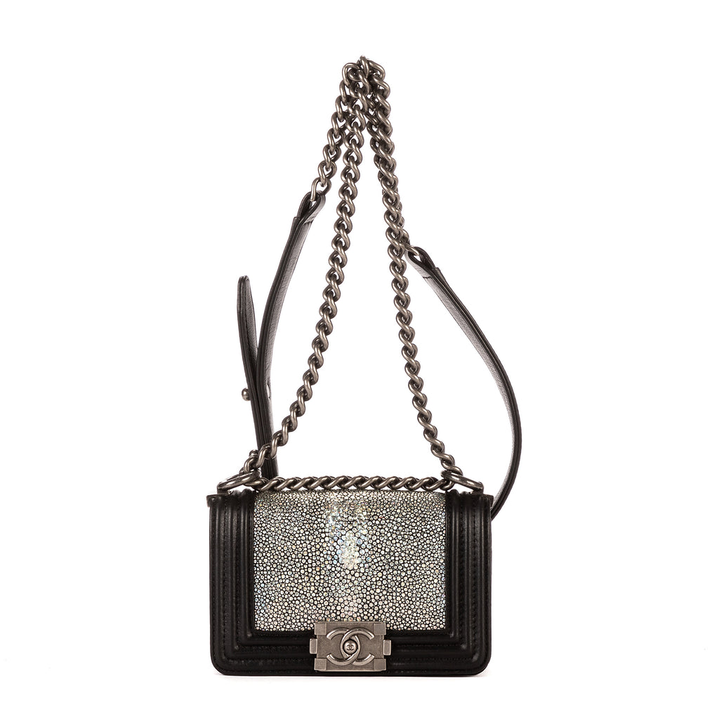 Bolso de Mano Pieza Única Niño Piel de Galuchat Mini Negra