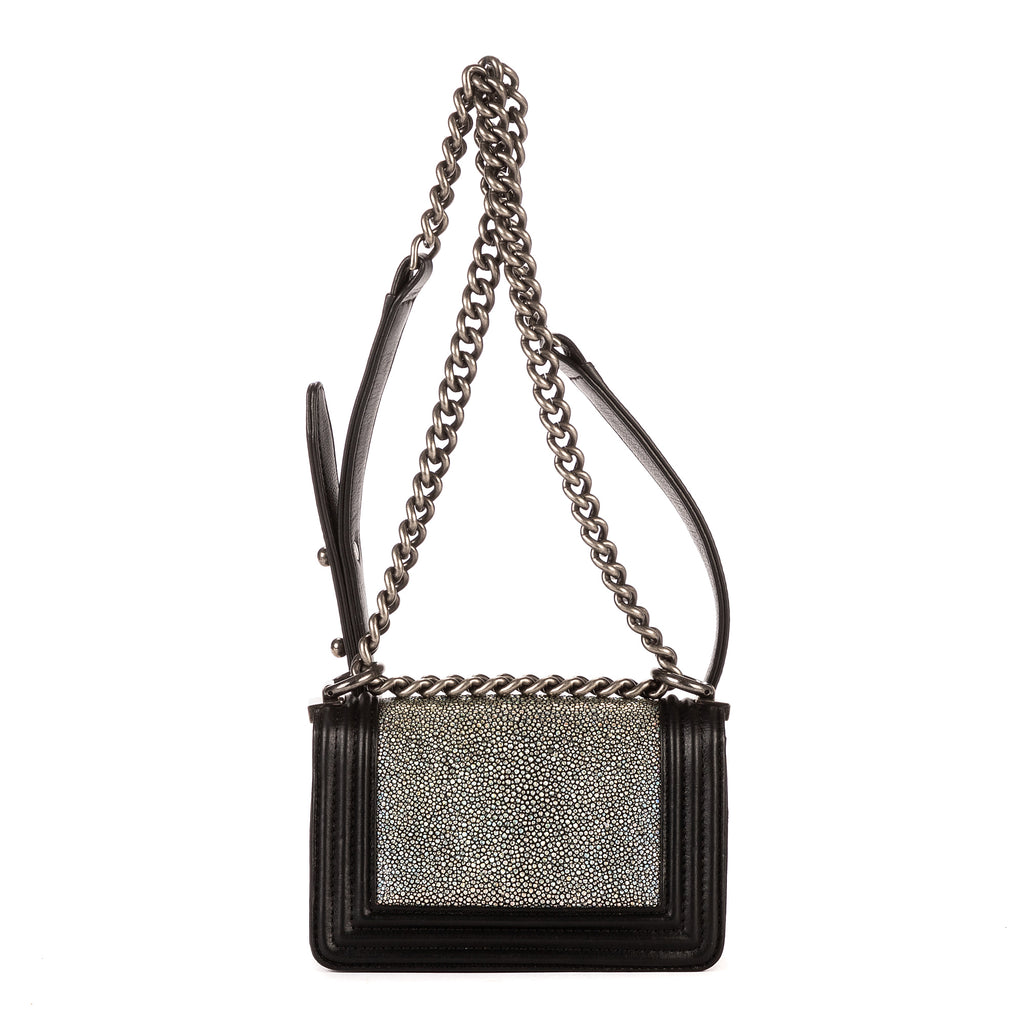 Bolso de Mano Pieza Única Niño Piel de Galuchat Mini Negra