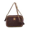 Shoulder Bag Camera Small Burgundy Quilted Smooth Leather