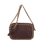 Shoulder Bag Camera Small Burgundy Quilted Smooth Leather