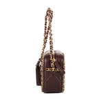 Shoulder Bag Camera Small Burgundy Quilted Smooth Leather