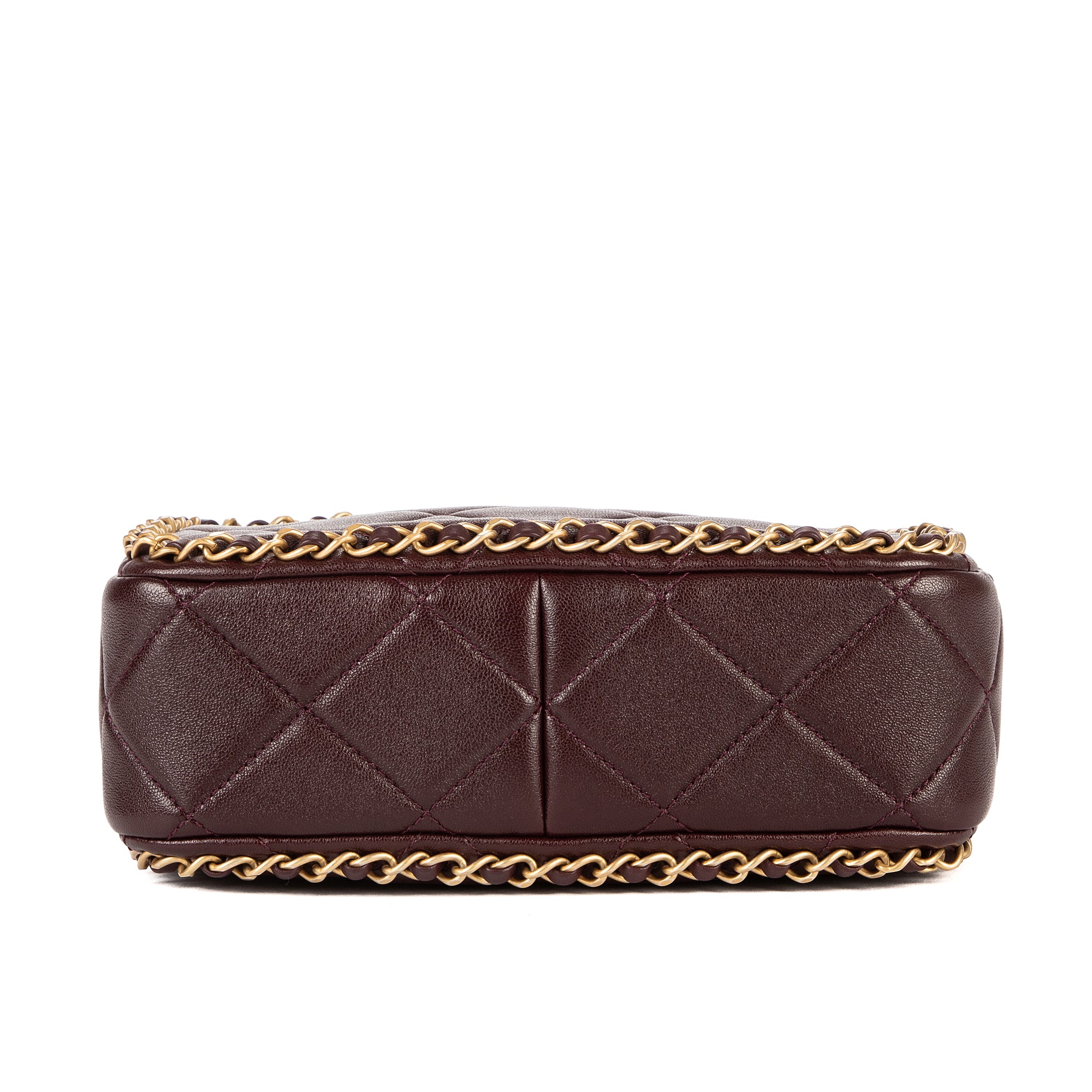 Shoulder Bag Camera Small Burgundy Quilted Smooth Leather