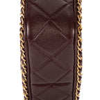 Shoulder Bag Camera Small Burgundy Quilted Smooth Leather